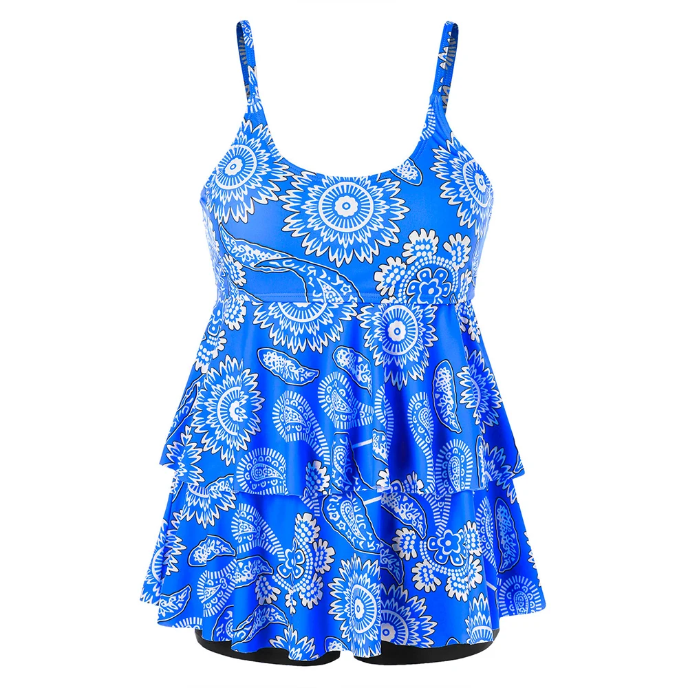 Plus Size L-5XL zestaw Tankini dwuczęściowy letni seksowne Bikini bez pleców kaskadowy damski strój kąpielowy kąpielowy kąpielowy strój kąpielowy