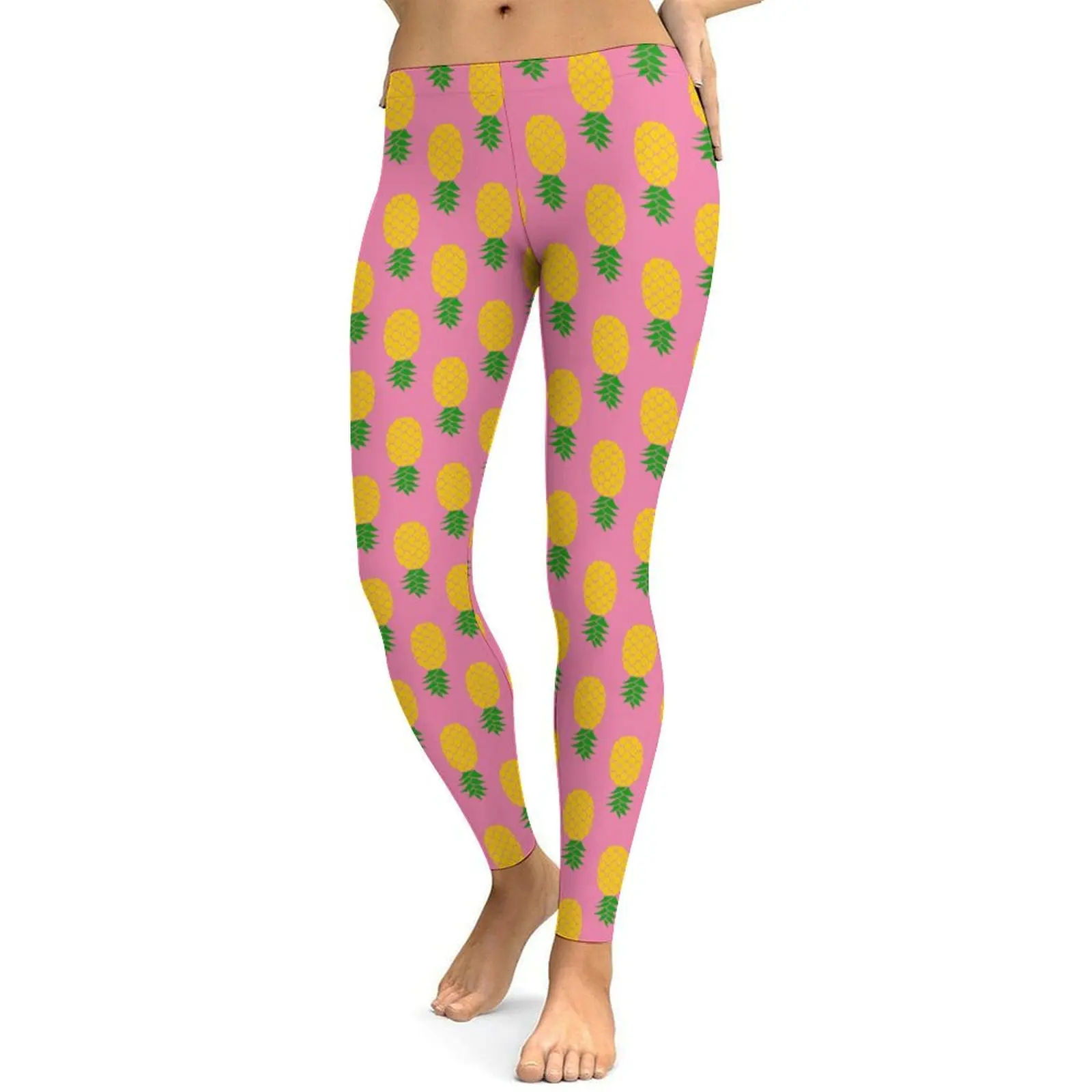Women's Yoga Pants Upside-down Pineapple Print Essential High Waisted Legging for Workout