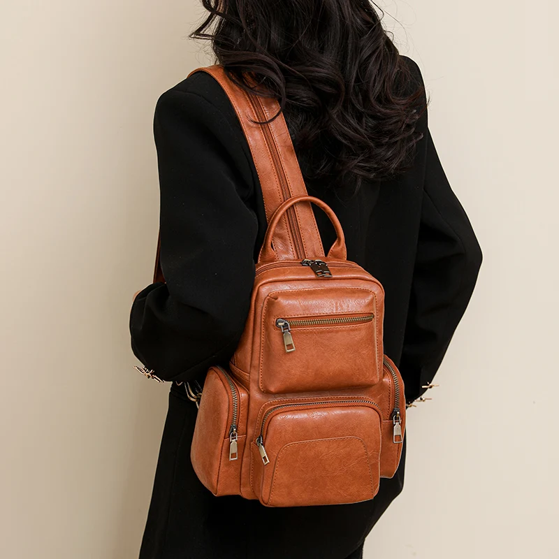 2024 Hot Sale Women’s Backpack New Designer High Quality Soft Leather Simple Fashion Backpack Antitheft Ladies Bags ﻿