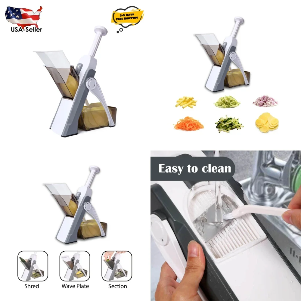 

Fruit & Vegetable ToolsSafe 5 in 1 Mandoline Slicer with Adjustable Blades Vegetable Chopper and Potato Cutter Kitchen Food Prep