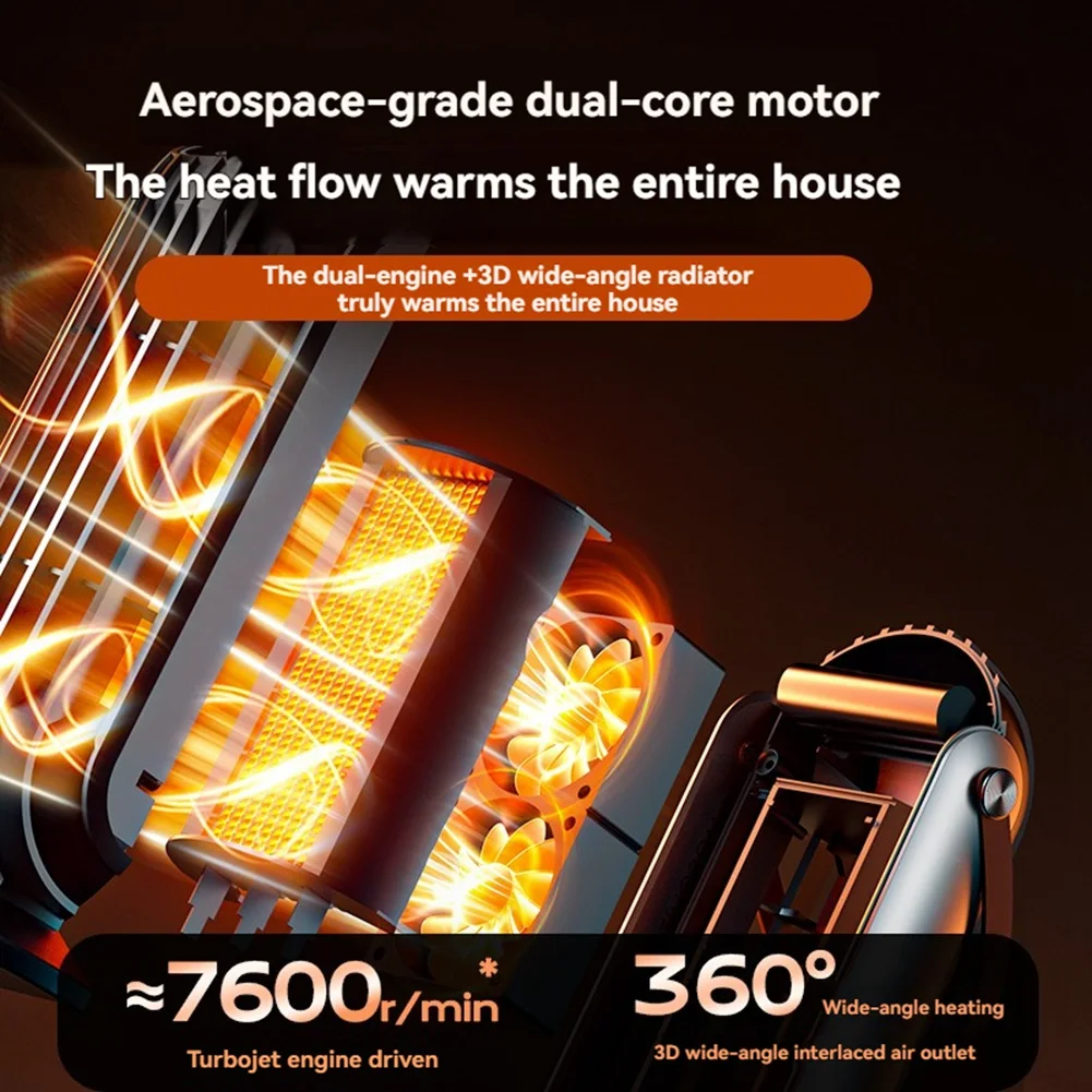 A99G-1500W Smart Space Heater Powerful PTC Fast Heating 4 Settings Settings For Home Office Bedroom