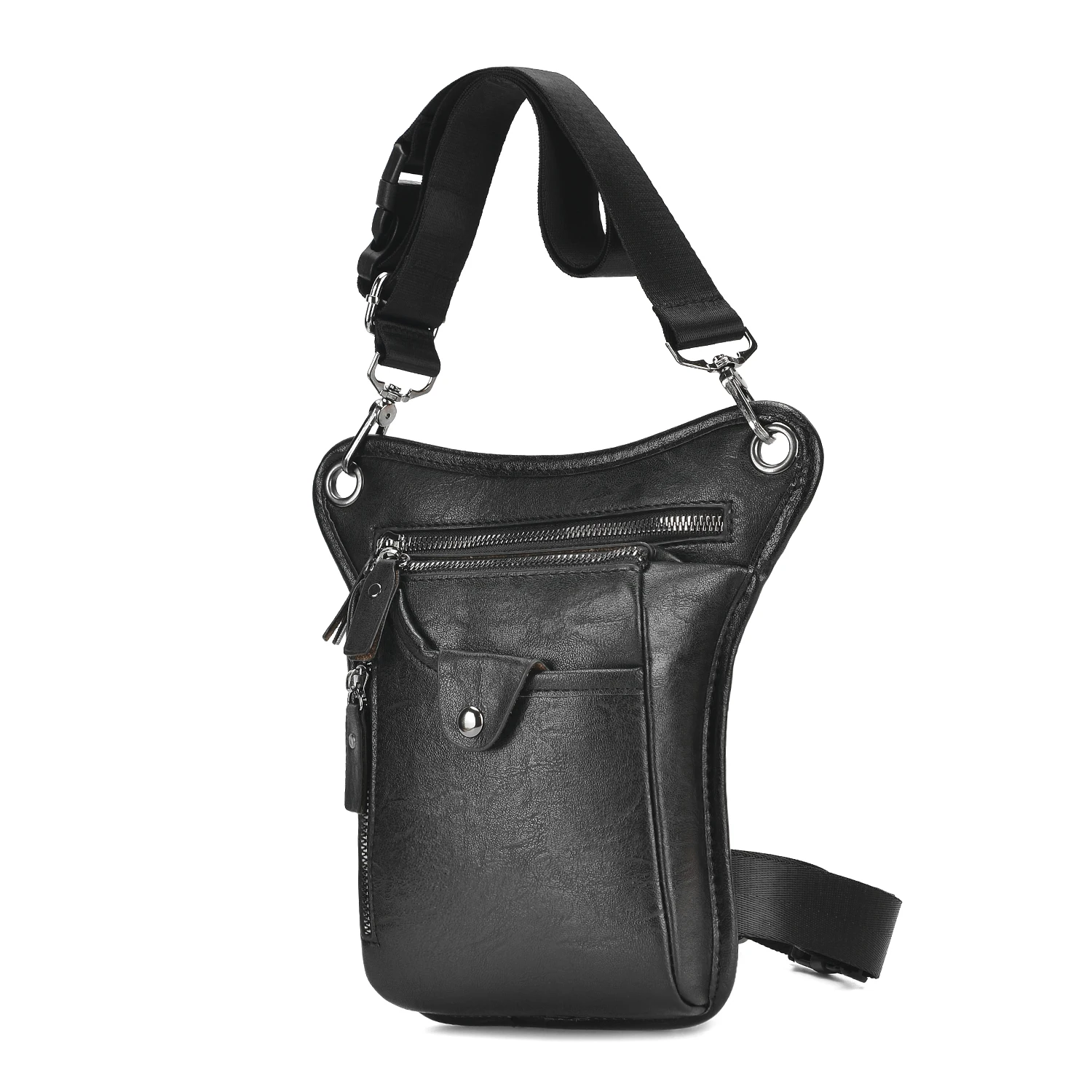 Men Waist Fanny Pack Drop Leg Messenger Shoulder Bags for Motorcycle Rider PU Leather Male Cross Body Hip Belt Thigh Bag