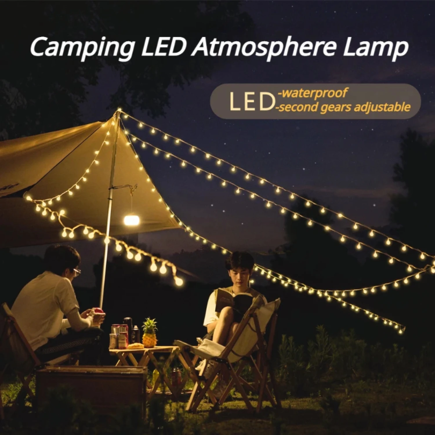 Camping  Atmosphere Lamp Outdoor Tent  Light String Luminous Bubble Waterproof Ball Bubble Full Star Campinglight 3/4/5M