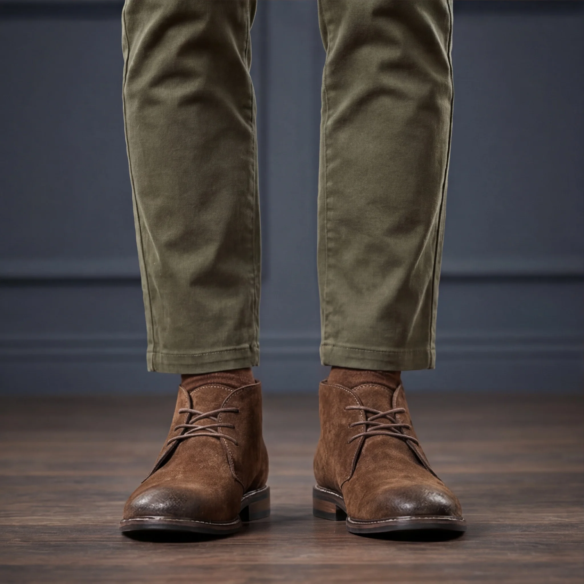 Natürliche Kuhwildleder-Herren-Chukka-Stiefel, Echtleder-Desert-Boots, modische, bequeme Marken-Knöchelstiefel aus Leder # KD583 – Detail 3