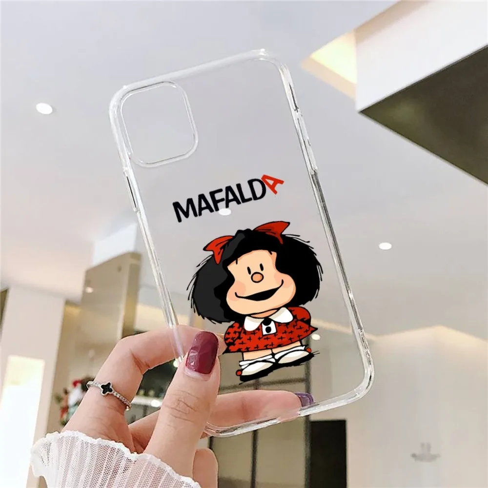 Cute Mafalda Phone Case For Iphone 15 11 13 14 Pro Max 7 8 Plus X Xr Xs Max Se2020 12mini Transparent Cover image 6
