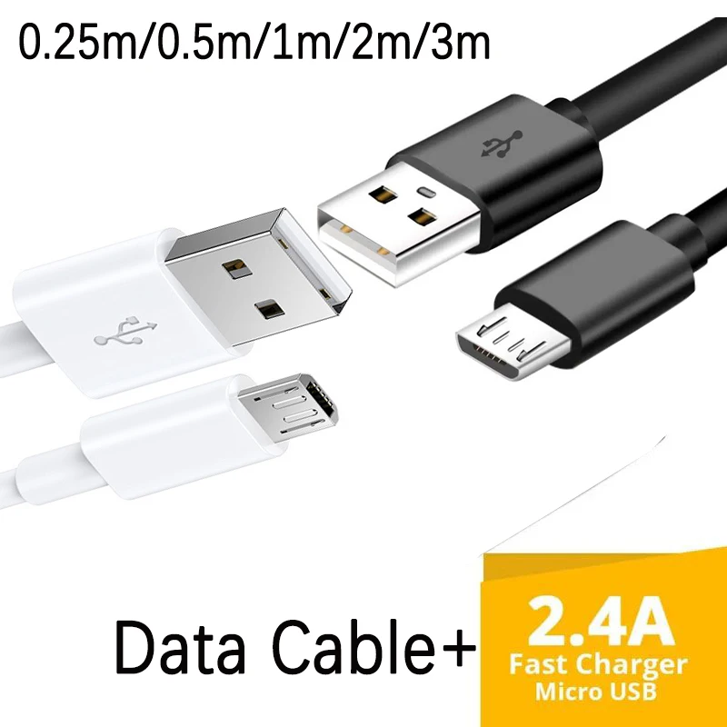2.4A V8 Micro USB Fast Charging Data Cable For Samsung Galaxy S7 Edge S6 S5 Note 5 Moto LG HTC Android Phone Cord 0.25m/1m/2m/3m