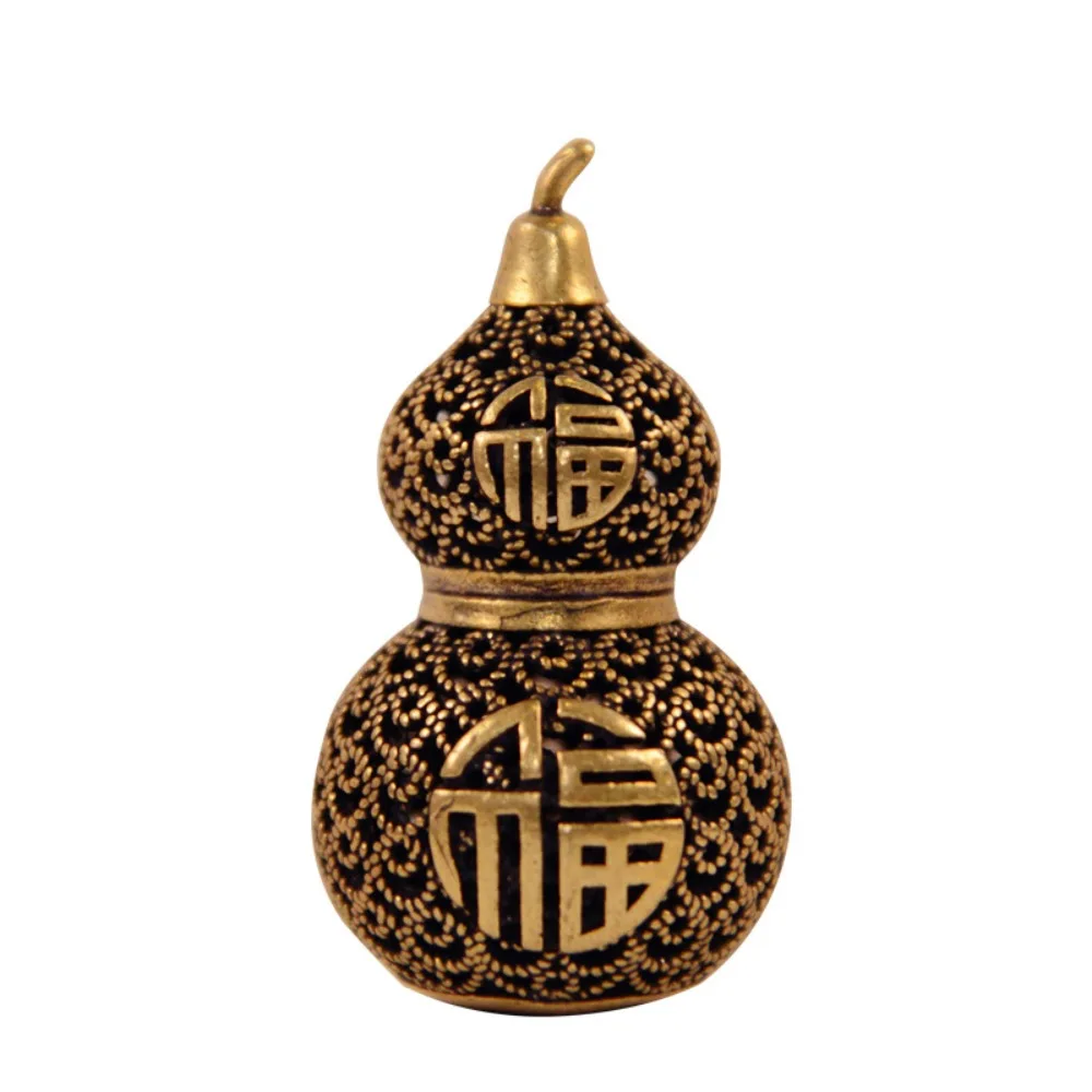 Brass bonne chance gourde rétro creux soulagement artisanat Wu Lou Fengshui ornement succès richesse longévité suspendus accessoires décor à la maison