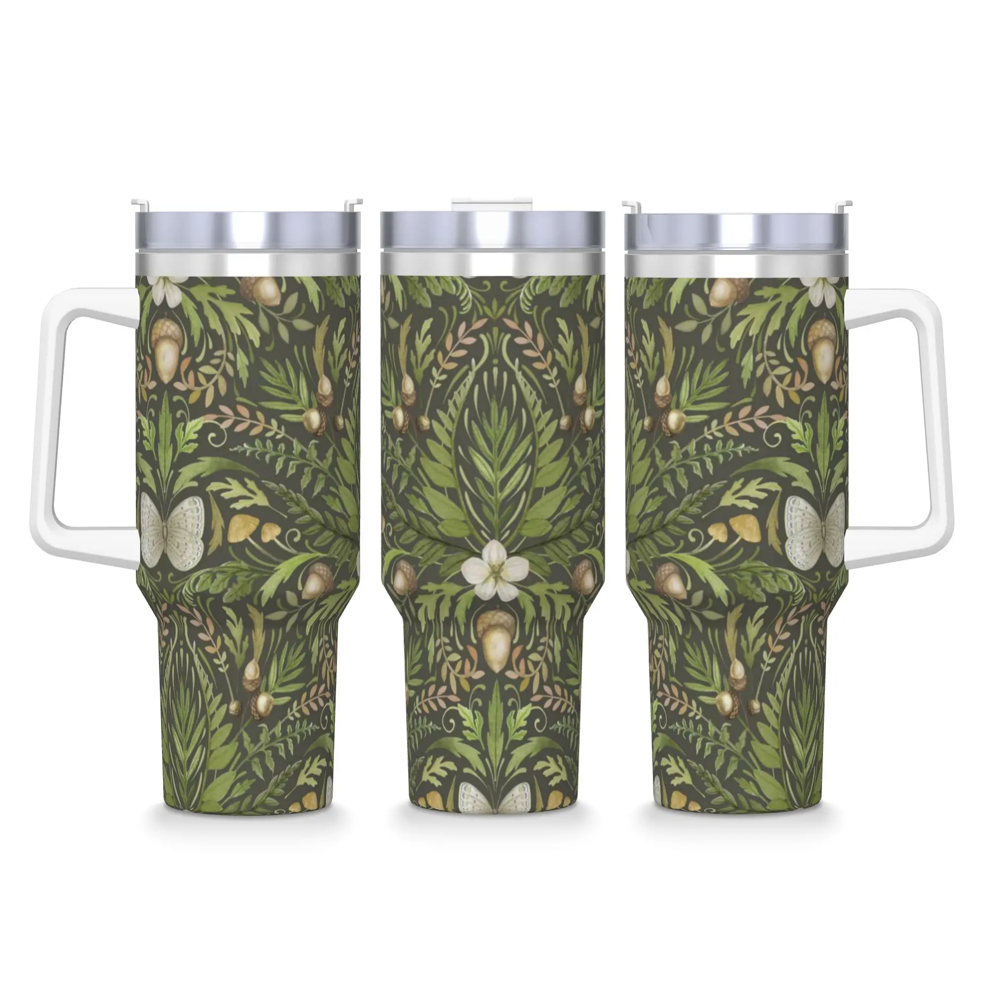 Rural flowers Stainless Steel Tumbler  Travelist Thermal Cups With Straws and Lid 40oz Mugs Cup Cold Drink Water Bottle