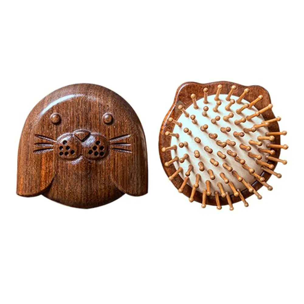 

Деревянная расческа с воздушной подушкой, антистатическая, ручной работы, миниатюрная дорожная щетка для волос, массажер для кожи головы, изысканная милая расческа в форме кошачьей мордочки для кудрявых волос