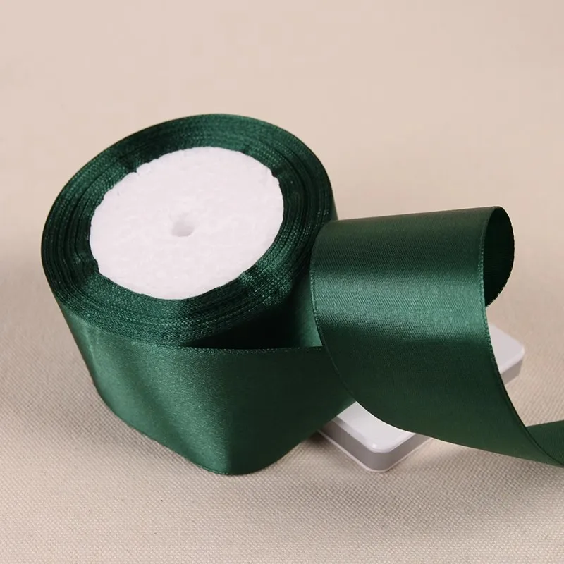 25Yards/Roll Dark Green Single Face Satin Ribbon DIY Handmade Crafts Bow Material Christmas Party Gift Box Wrapping Ribbon