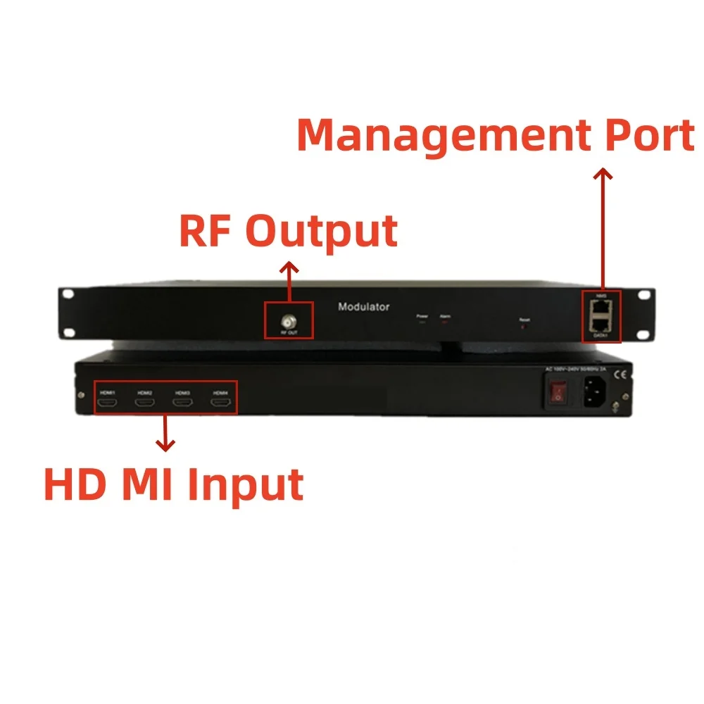 Digital cable TV Encoder Modulator 8 Channels HD MI to 4 carriers RF Modulator HD MI to RF DVB-T Encoder Modulator