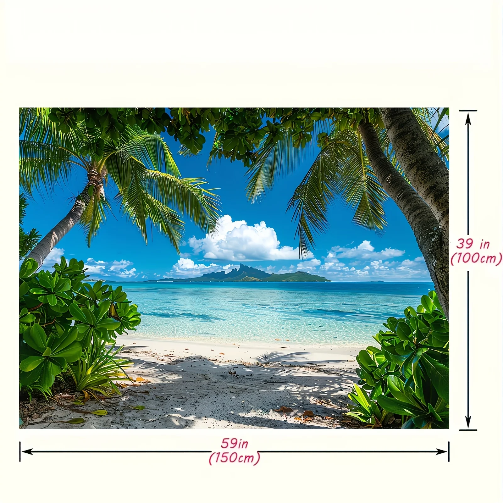 2D flaches 1-teiliges tropisches Strandfoto mit Polyesterhintergrund, Frühlings- und Sommerdekoration, geeignet für Partys – Detail 9