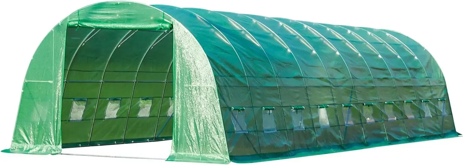 40'×12'×7.5' Greenhouse, Large Walk-in Portable Greenhouse with 2 Roll-up Zippered Doors