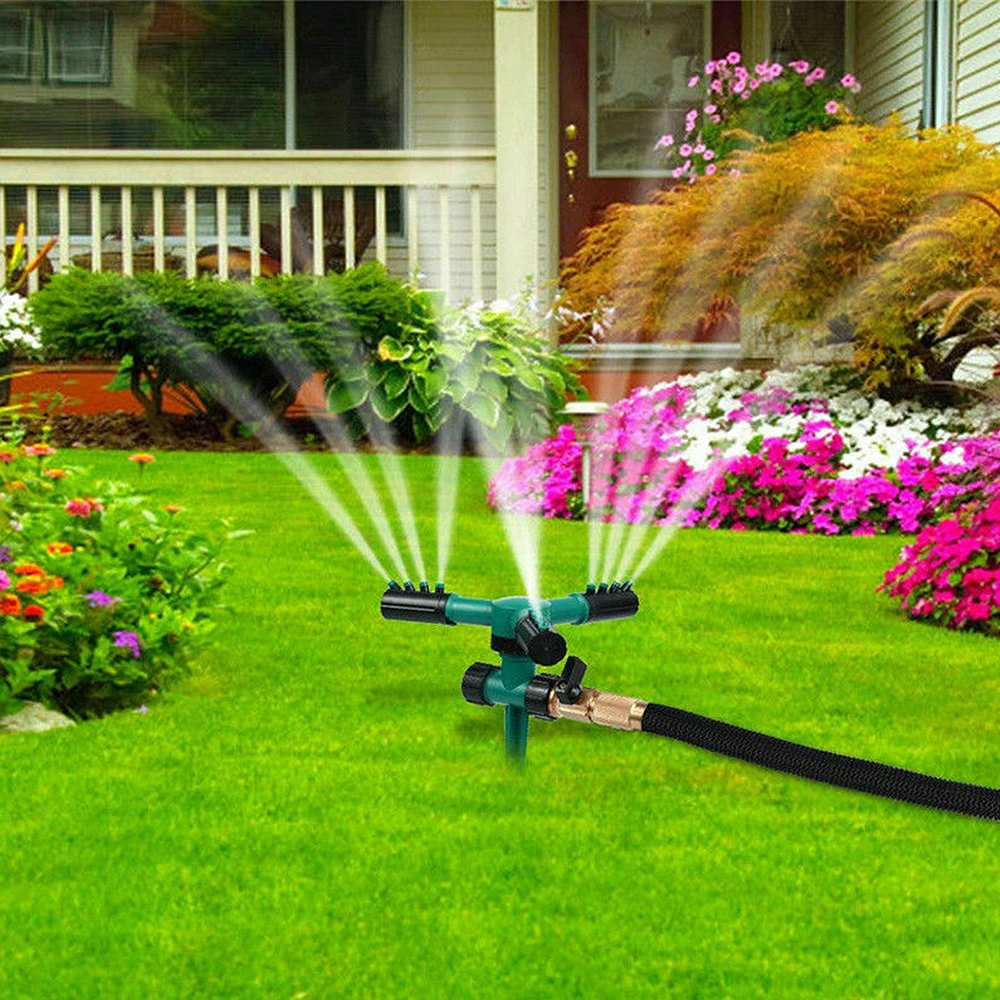 Hot Sale Ground-plug Three-pronged Rotary Sprinkler Automatic 360-degree Rotating Lawn Sprinkler Tandem Pin Sprinklers