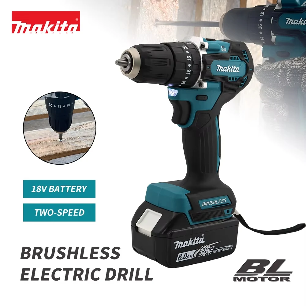 Makita DDF487 Cordless Electric Screwdriver Brushless Impact Driver Variable Speed Electric Drill Rechargeable 18V Battery