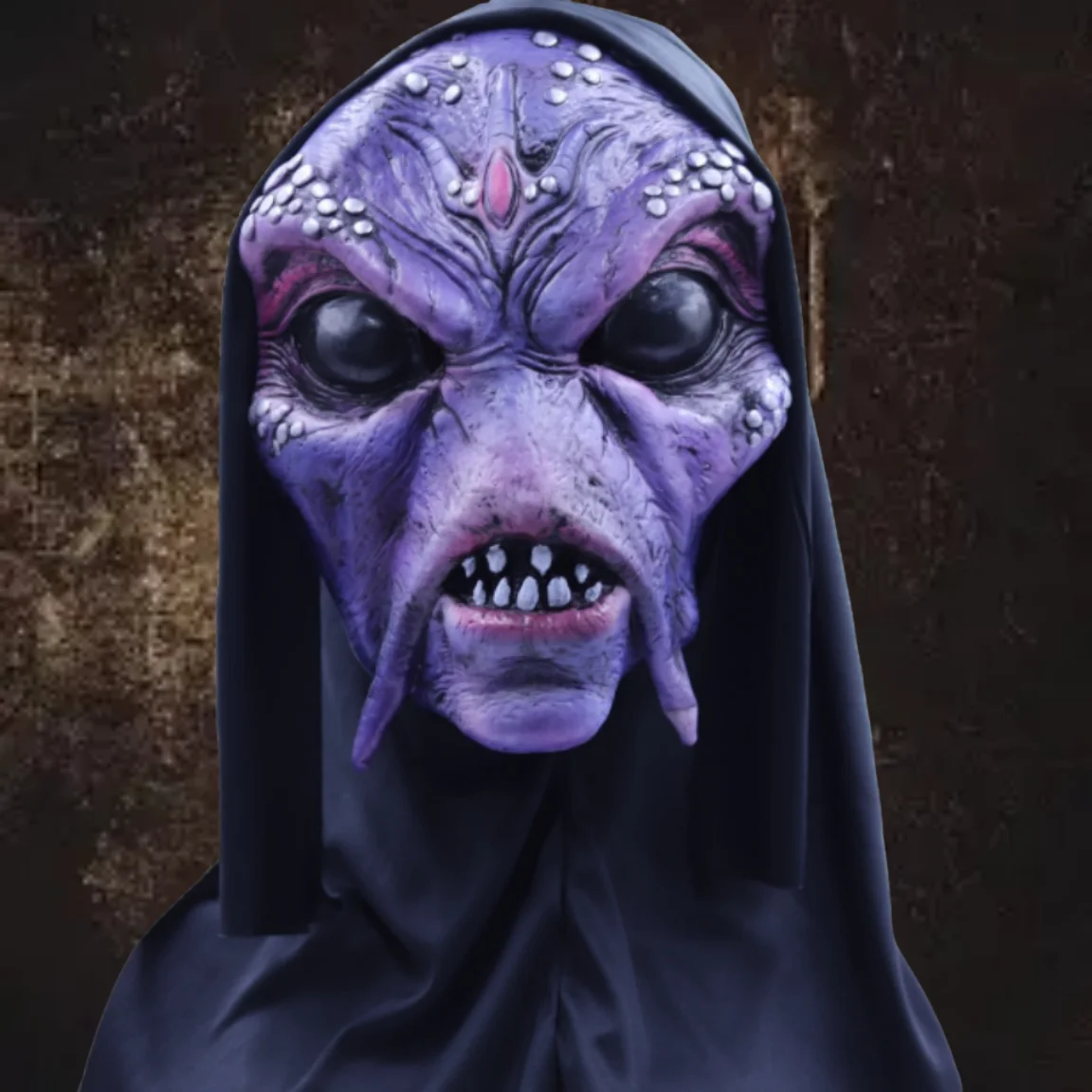2025 New Alien Curse Witch Alien Mask Latex Hybrid Creature Headgear Adult Horror Gear Sci-fi Halloween Party Scary Spoof Mask