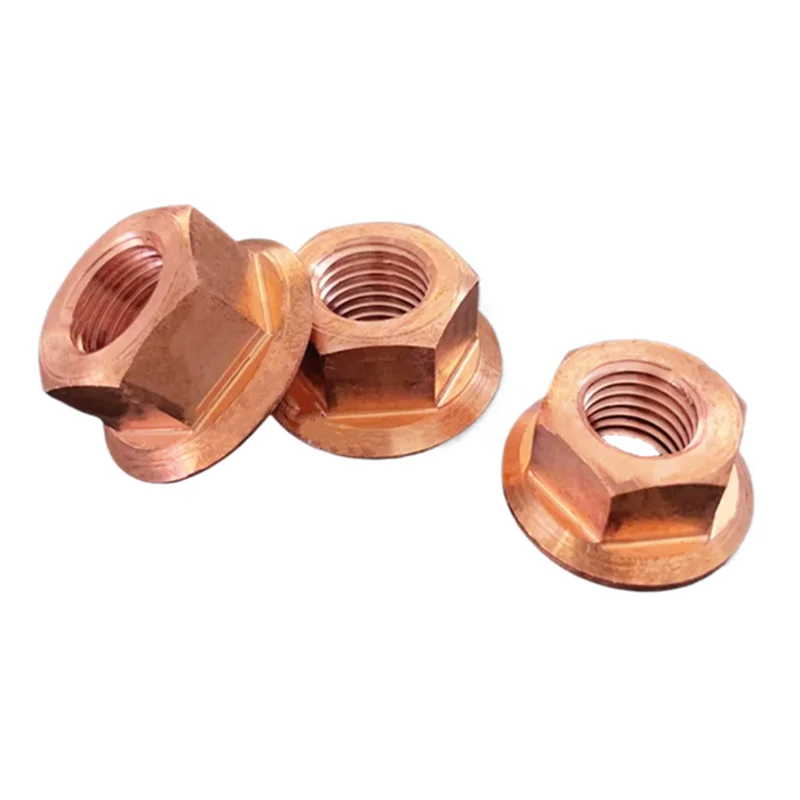 M4 5 6 8 10 12 14 16 Metric Female Thread Copper Hex Flange Nut  Electric Conduction
