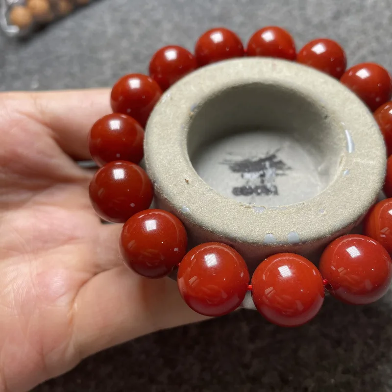 Full Meat Natural South Red Agate Rosary Bracelet Nine Mouth Material Persimmon Red Cherry Red Ore Agate108