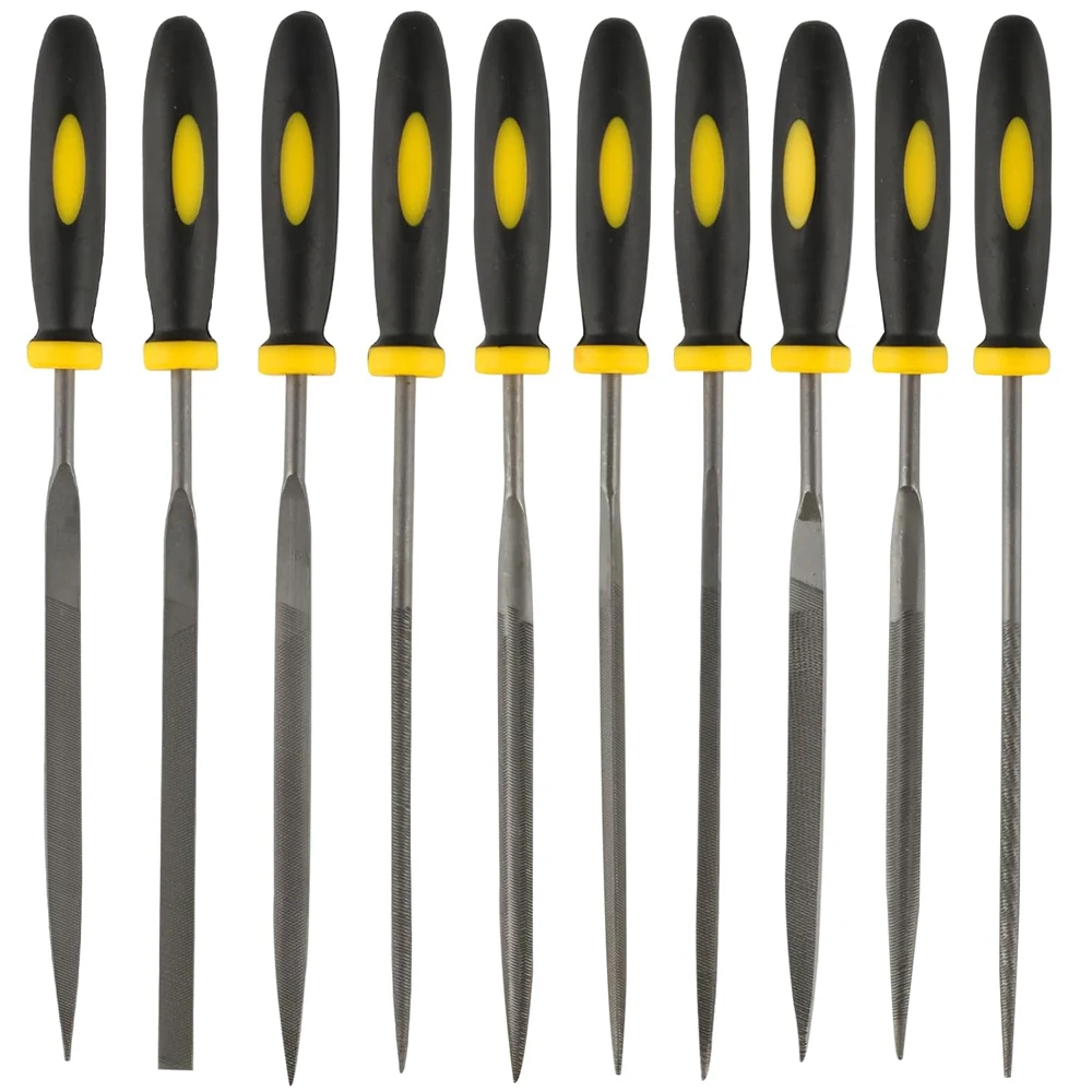 Nadelfeilen-Set, 5/10 Stück, Feilen-Set aus Kohlenstoffstahl, rutschfester Griff, Handmetall-Werkzeuge für Holz, Kunststoff, Modell, Schmuck und Heimwerker – Detail 6