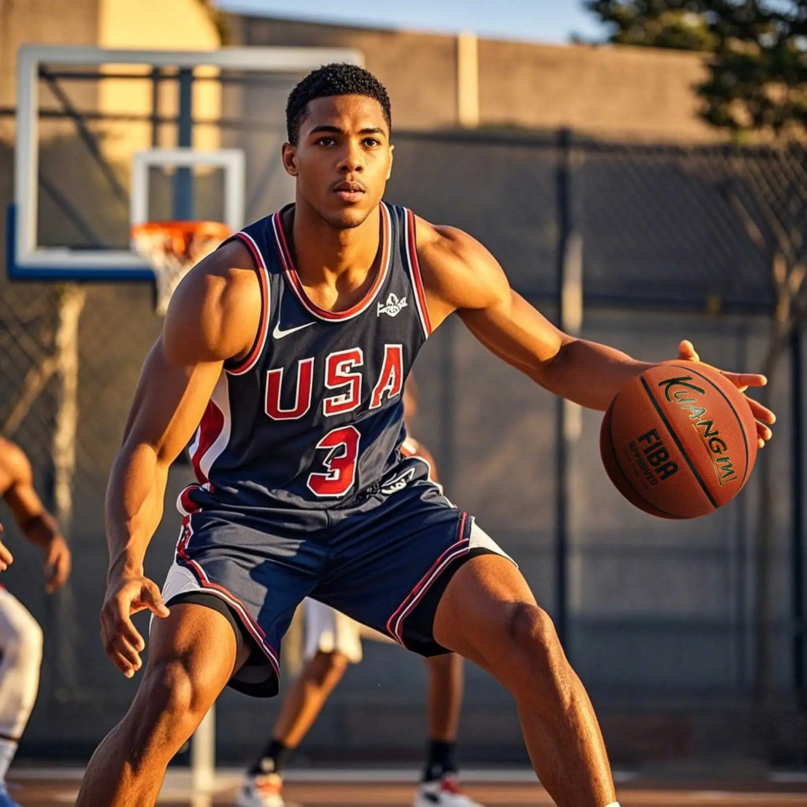 Баскетбольный мяч Kuangmi, баскетбольный мяч FFIBA, изготовленный для игры в помещении и на открытом воздухе, официальный размер 7 (29,5 дюйма), KMBB21