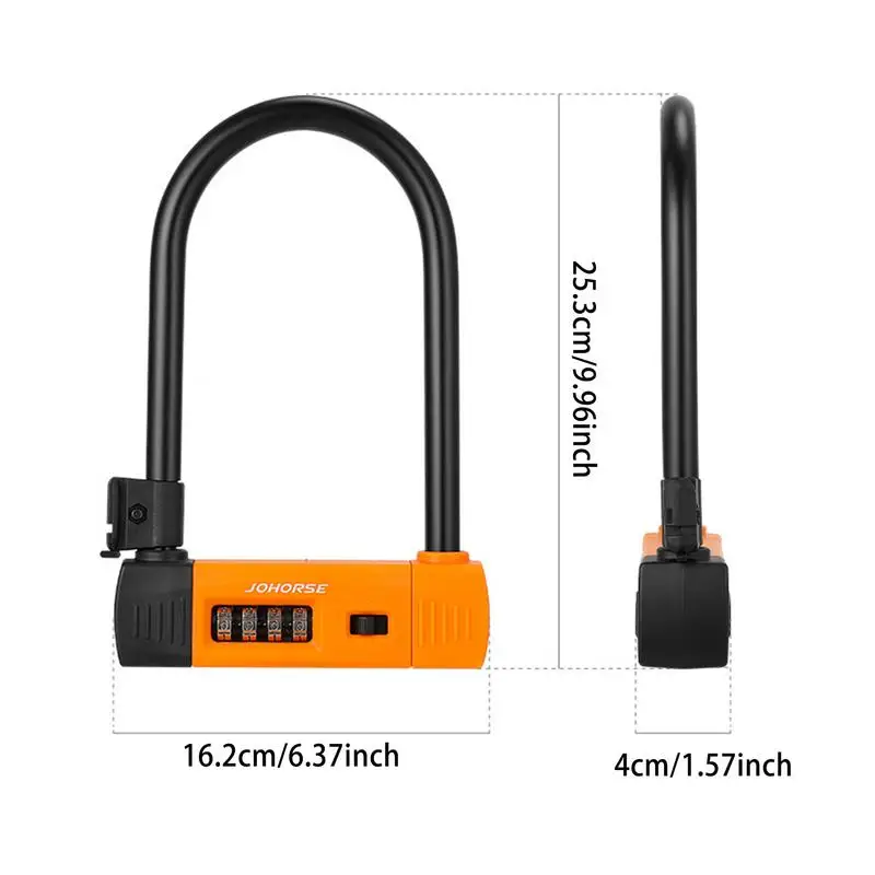 Combinación de candado en U para bicicleta, candado antirrobo de alta resistencia con combinación de 4 dígitos