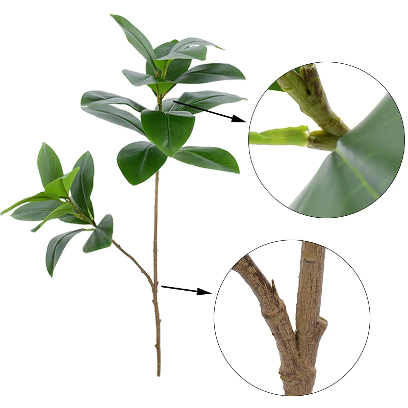 

108cm 2 Forks Large Artificial Plant Green Magnolia Tree Branch Plastic Rubber Leaves Fake Plant For Home Garden Landscape Decor