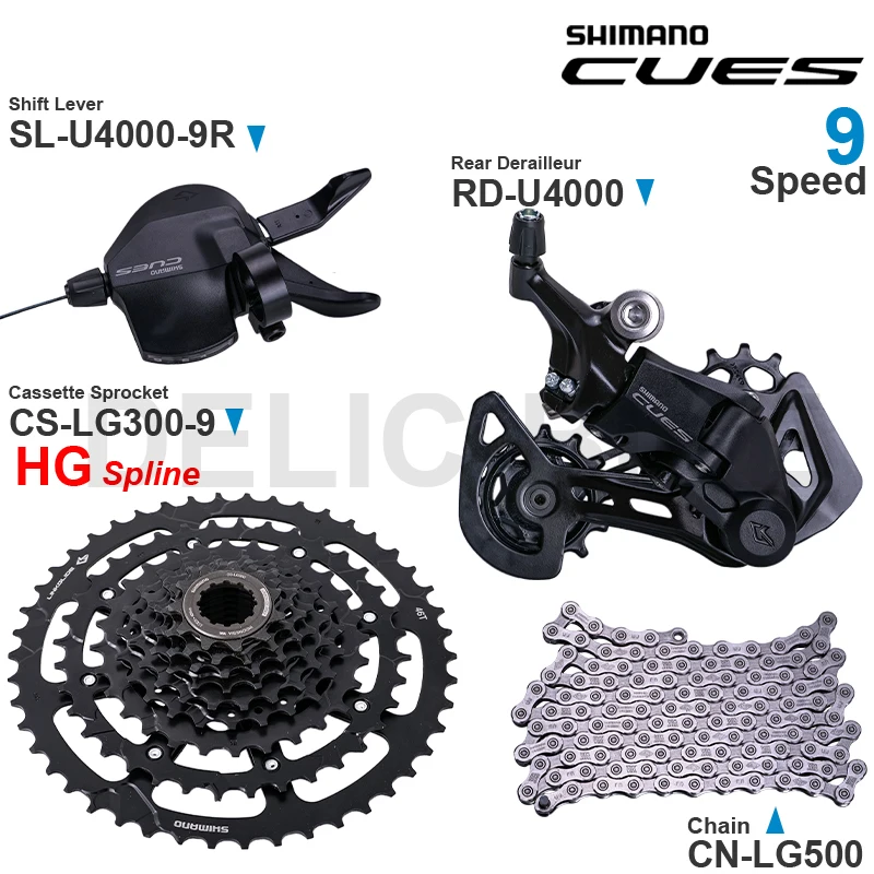 

SHIMANO CUES U4000 Groupset SL-U4000-9R RD-U4000 CS-LG300-9 CN-LG500 Original Parts