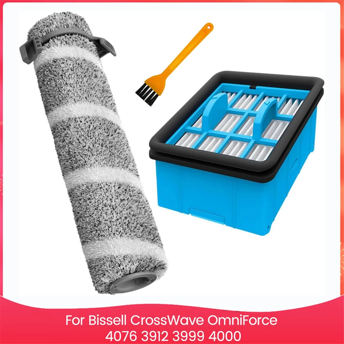 

Brush Roller and HEPA Filter Kit for Bissell CrossWave OmniForce 4076 3912 3999 4000 Vacuum Parts Replacement Kit
