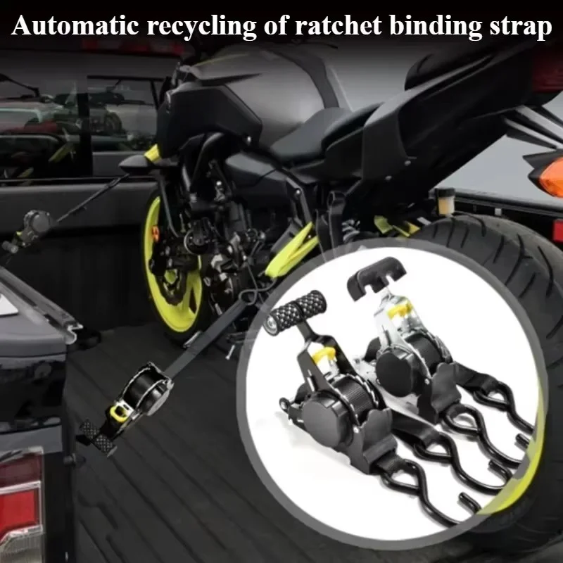 2 pezzi di cinghie per auto, nastro per il fissaggio del carico, cinghie retrattili per motociclette, cinghia a cricchetto per il fissaggio del carico, cinghia per bagagli, cinghia a cricchetto con