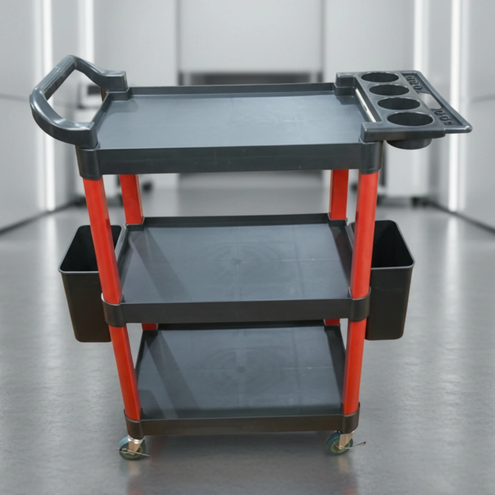 Detailing Cart Ergonomic Rolling Cart with Buckets Mobile Workstation Portable Water Resistant for Detailers, Garage, Auto Shop