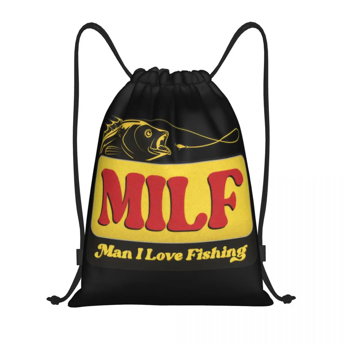 

MILF Man I Love Fishing Multi-function Portable Drawstring Bags Sports Bag Book Bag