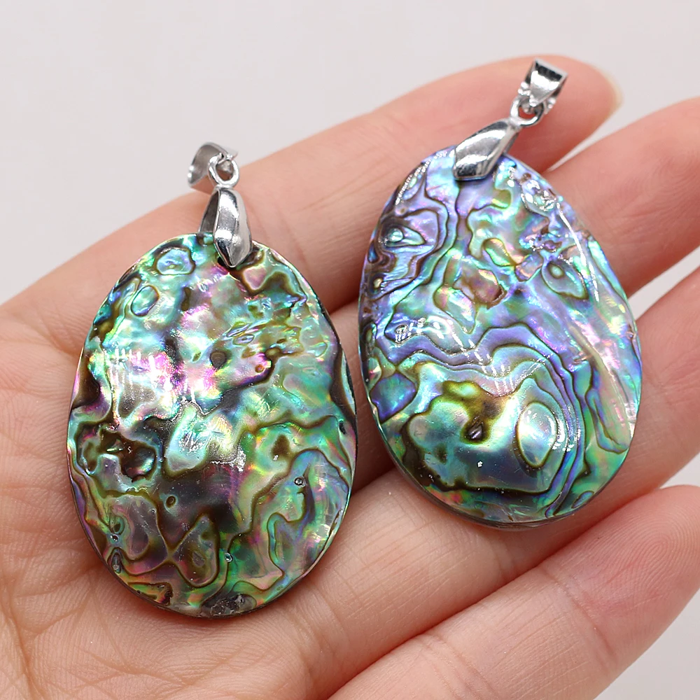 1pc 28x40mm Egg-shaped Abalone Shell Pendant Natural Shell Single & Double Sided Charms for Jewelry Making DIY Necklace Earrings