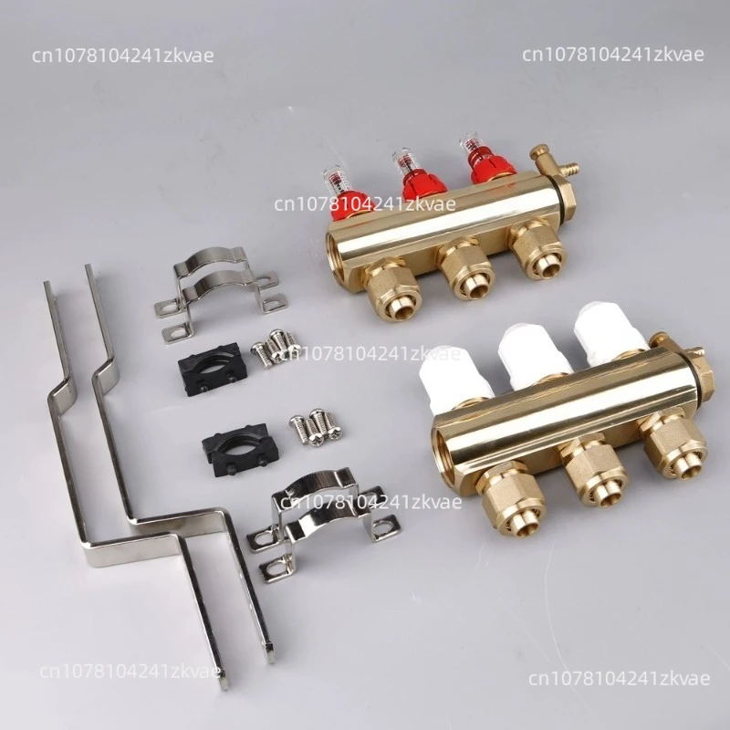 Brass Profile Floor Heating Water  Visual Float Flow Meter Adjustable Temperature Control New Household Collection and Divider