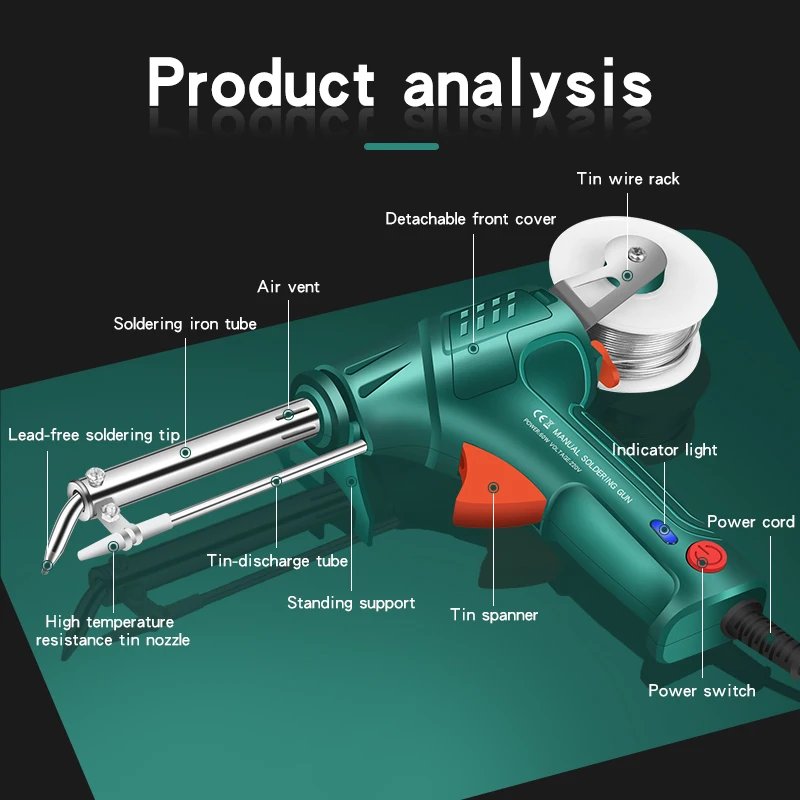 Multi-Function Iron Welder Automatically Soldering Gun 110V/220V 60W Hand-Held Internal Heating Send Tin Gun Welding Repair Tool