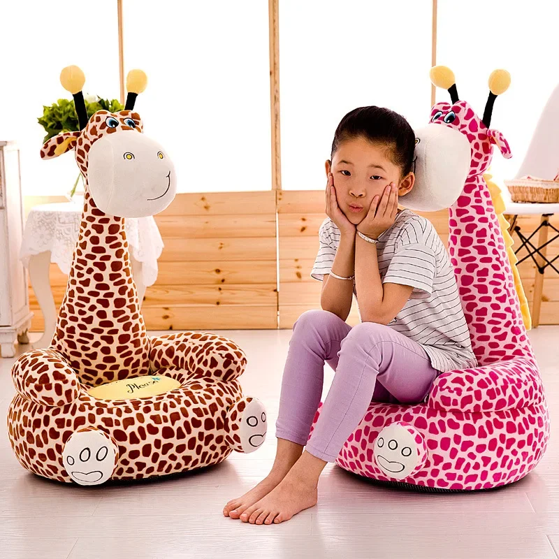 fabric-children-stool-plush-toy-giraffe-doll-single-cartoon-seat-small-bench-gift-cute-child-lazy-sofa