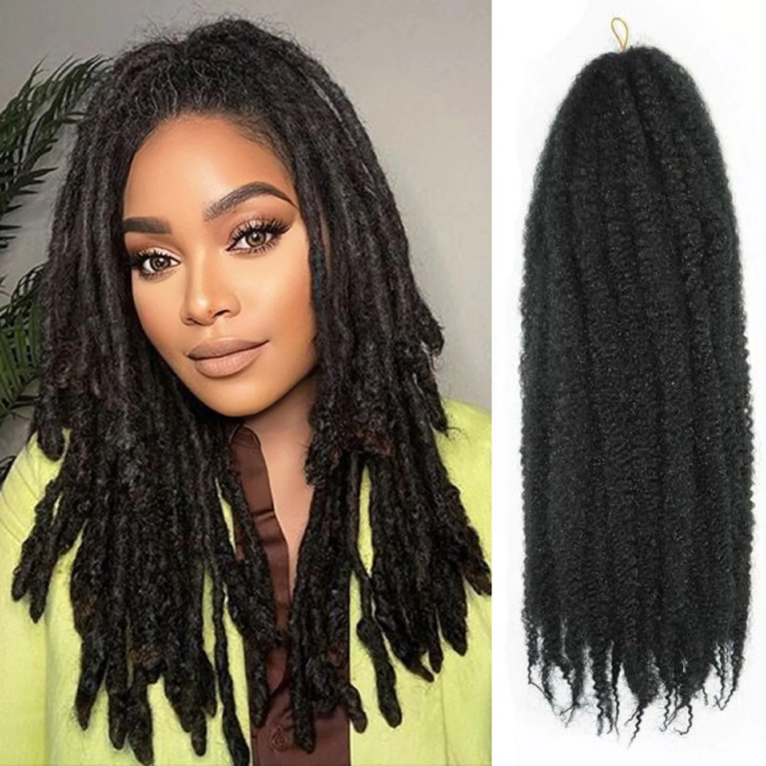 Black Star Marley Twist Braiding Hair 24 Inch Hair Long Cuban 7 Packs Afro Kinky Curly Crochet Synthetic Extensions（125g/pack）