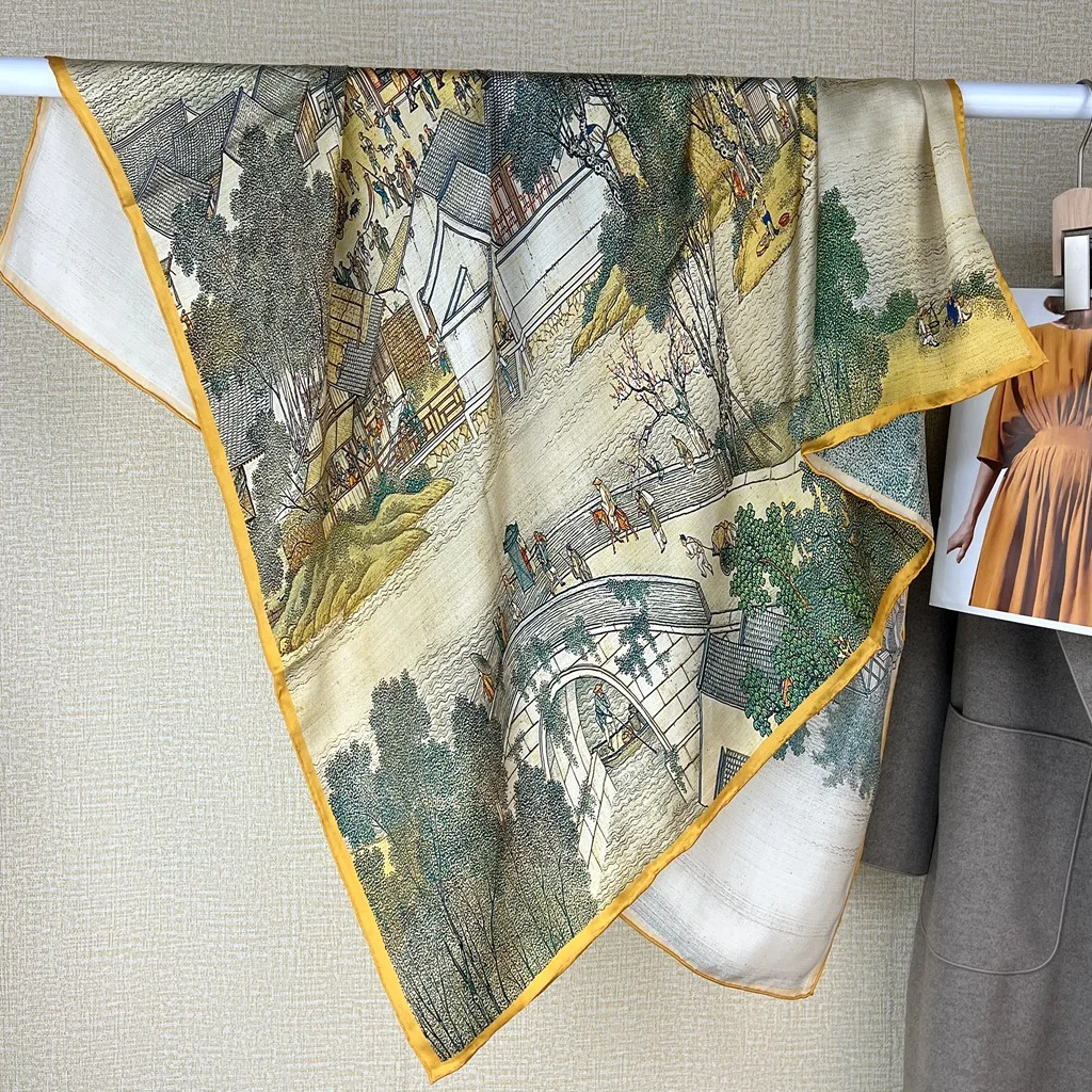 

100% mulberry silk scarf Hangzhou silk scarf gift silk 110X110cm large square scarf for women versatile