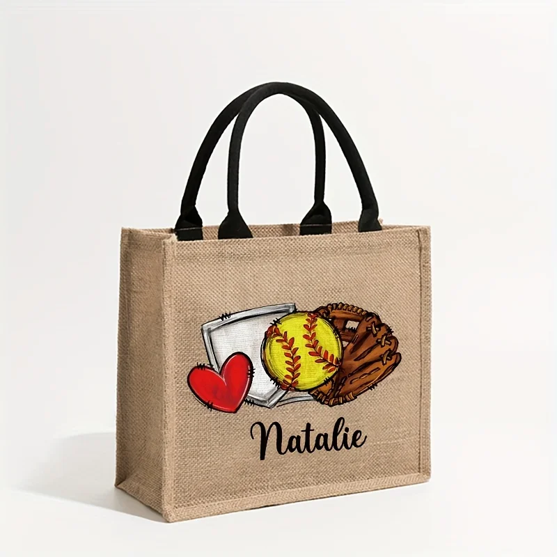 Custom Name Pattern Shipping Large Beach Bag Gift Tote Bag for Women Customized Softball Player with a Personalized Name Design view 6