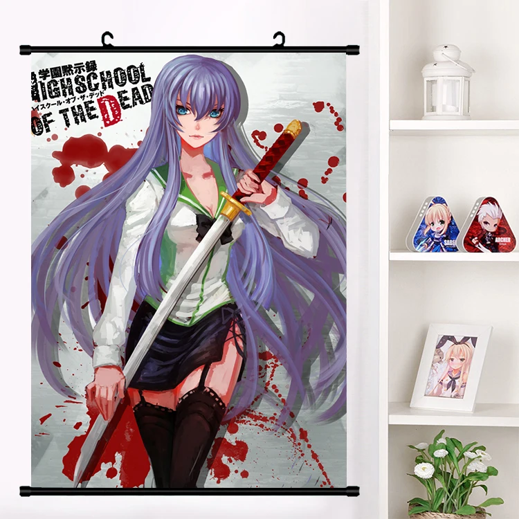 Highschool of the Dead Home Decor Busujima Saeko Canvas Painting Takagi Saya Hanging Scrolls Poster Picture Wall Artwork Prints