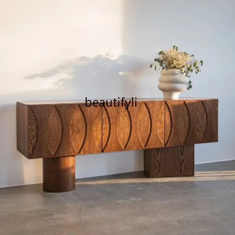 

Q181 lt Italian minimalist creative walnut color dining side, tea, silent wind solid wood dining side cabinet