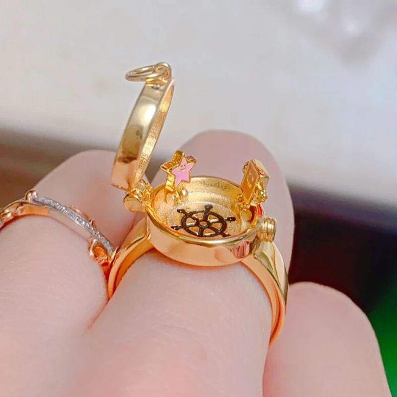 Fashion Ring For Teen Cute Anime Opening Ring For Woman Man Jewelry Close Forever Friend Birthday New Party Gift