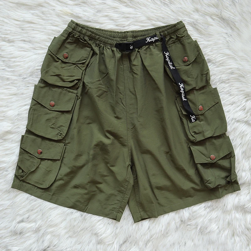 

Kapital Kountry Multi-ket Work Pants Casual Dstring Elastic orts Youth Faion Summer Loose Fit ort Length