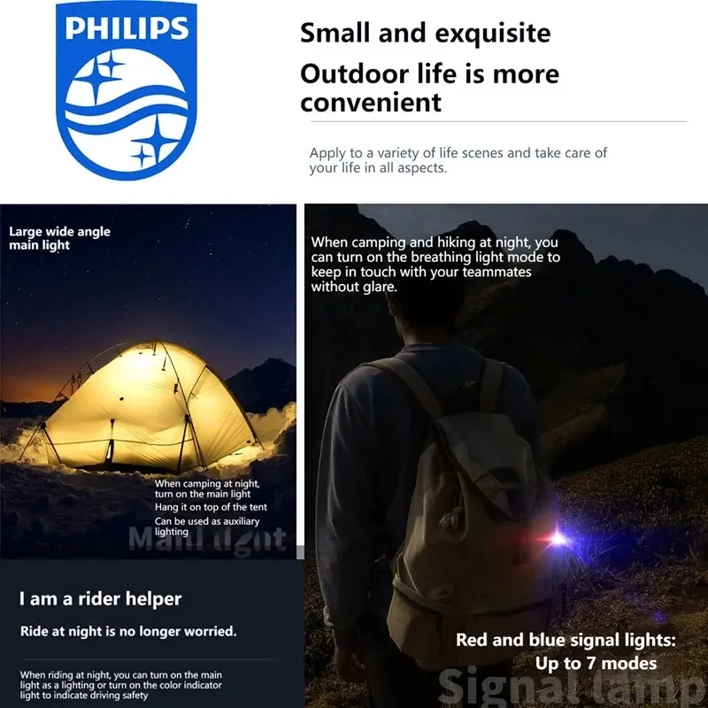 Philips 1126 Flashlight Led Type-C Portable Flashlight EDC With 4 Lighting Modes For Self Defense Camping Torch Light