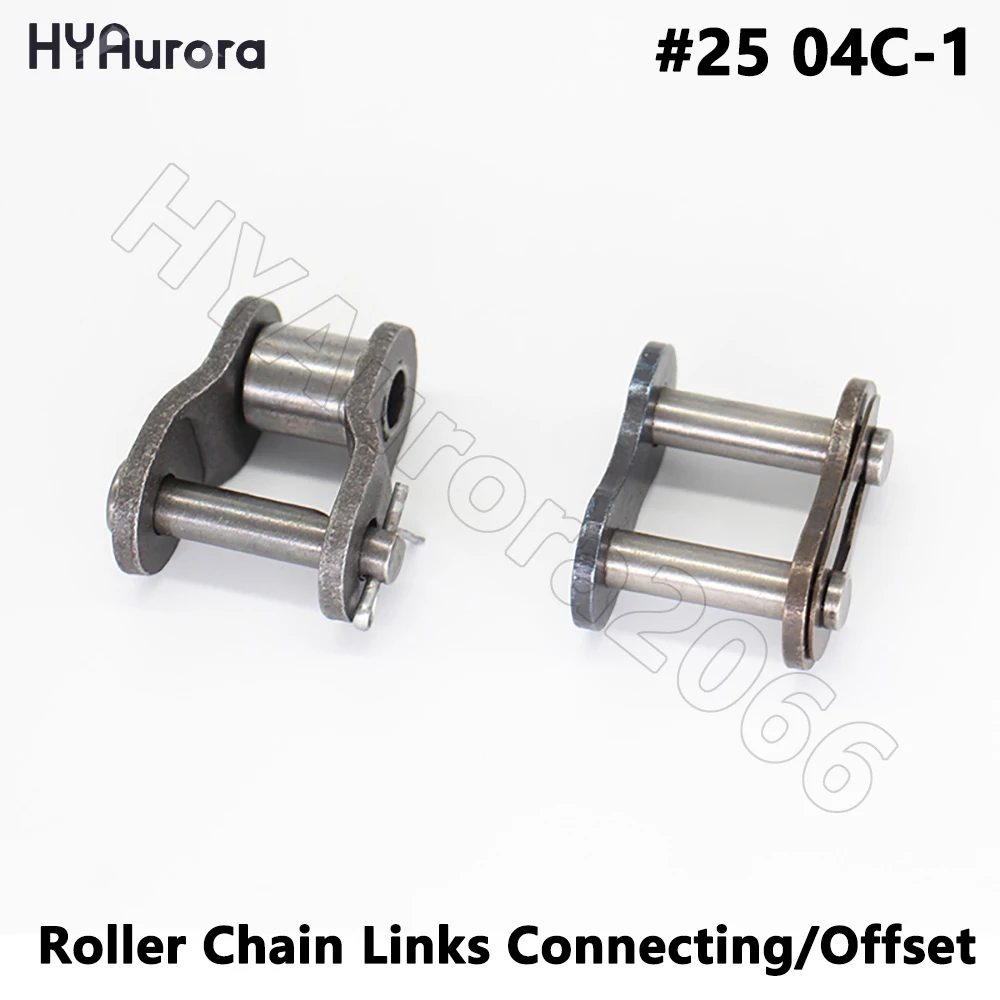 #25 Roller Chain Links 04C-1 Connecting/Offset Link Carbon Steel Single Strand Full/Half Link 1/4