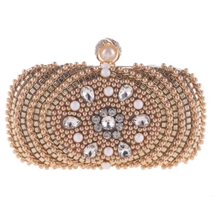 Evening Bags and Clutches for Women Crystal Rhinestone for Wedding Party Beaded Clutch Purse Pearl