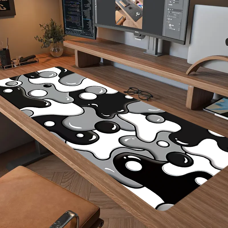 

Gray and black electronic sports mouse pad, 31.49 x 11.81 inches, 2mm thick extended rubber lock base large desk mat, portable d