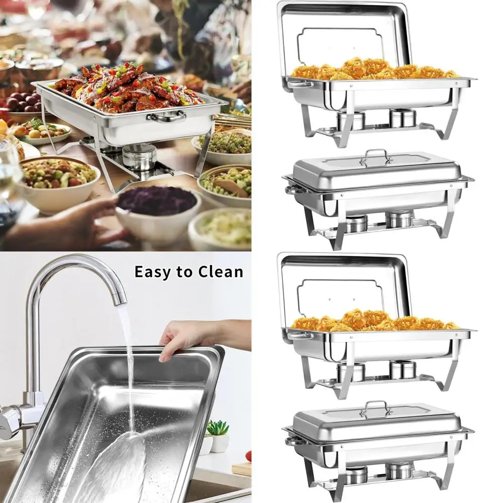 

Набор для подогрева пищи из нержавеющей стали на 8 кварт, идеально подходит для кейтеринга, кухонных вечеринок и банкетов