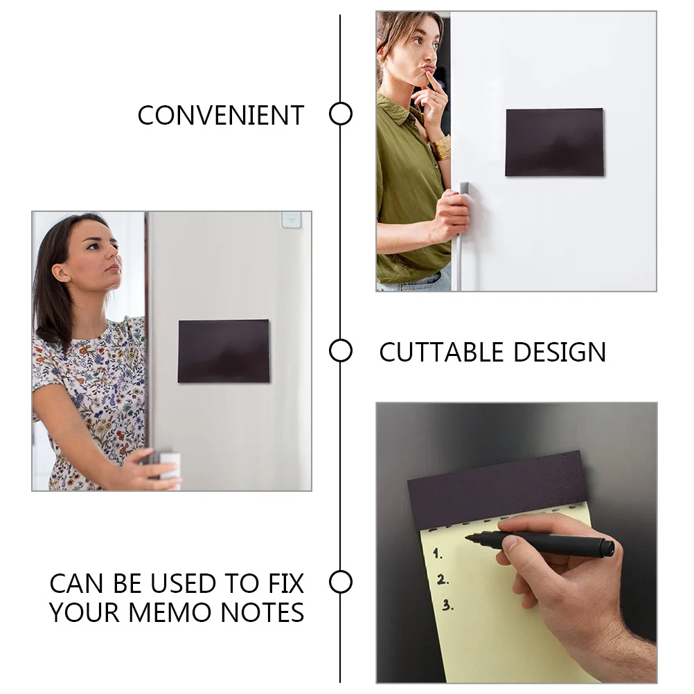 

3Pcs Magnetic Sheets Adhesive Backing DIY Fridge Magnets Cuttable Design for Memo Notes Magnetic Sheets