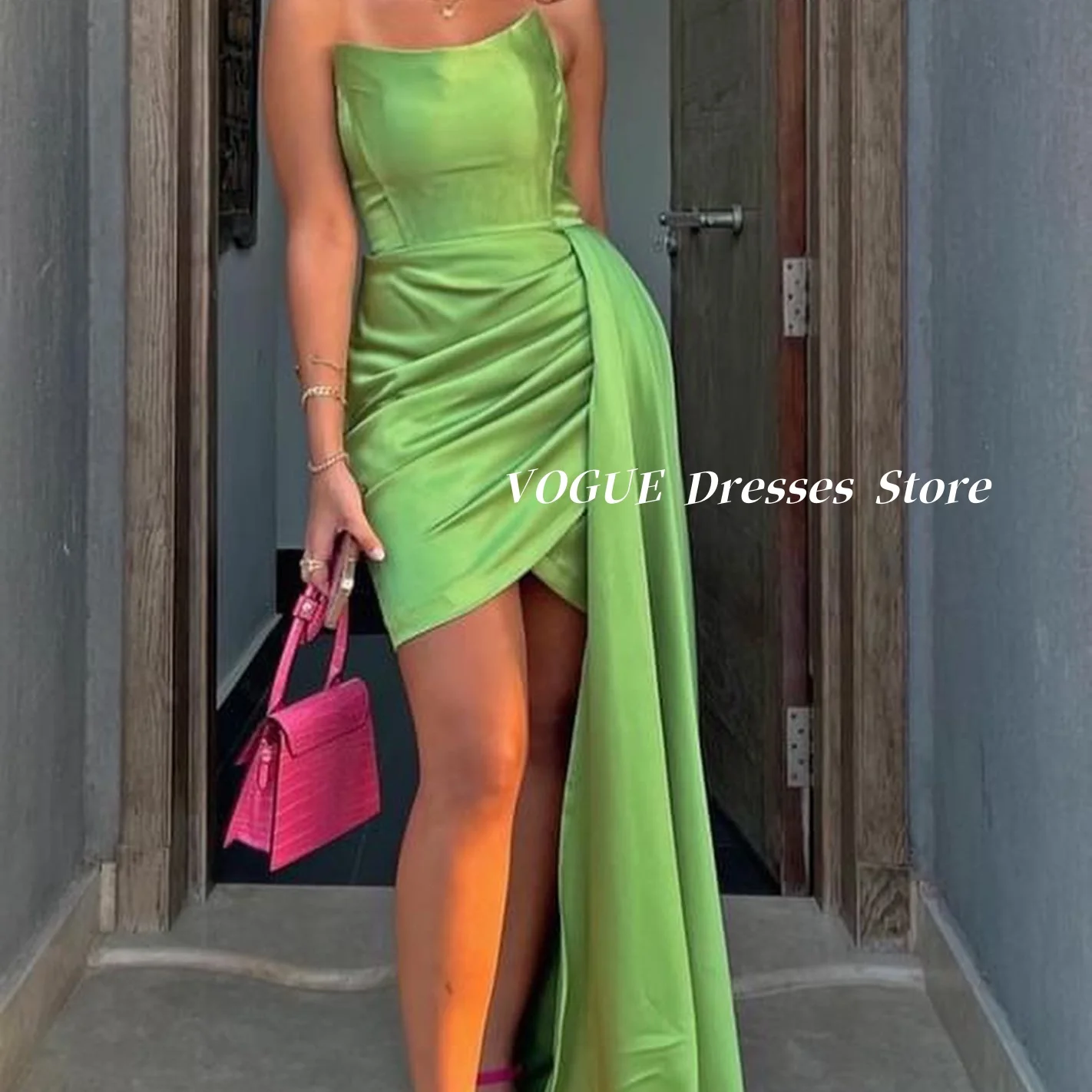 

Short Mermaid Prom Dresses Off Shoulder Green Satin Evening Dresses 2025 فساتين للمناسبات الخاصة robes de soirée Customized