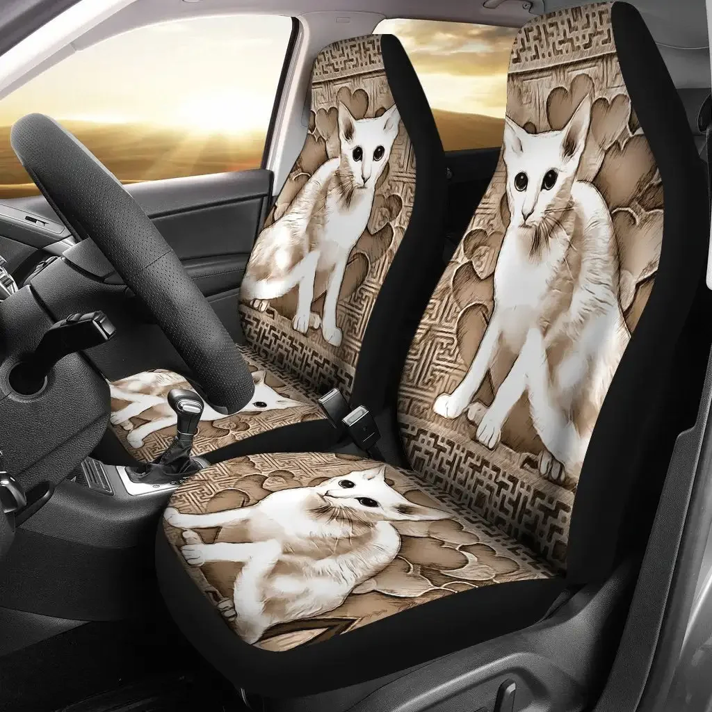 Oriental Shorthair Cat Print Car Seat Covers Set 2 Pc, Car Accessories Seat Cover